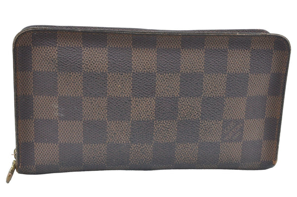 Authentic Louis Vuitton Damier Porte Monnaie Zip Purse Wallet N61728 LV 8652F