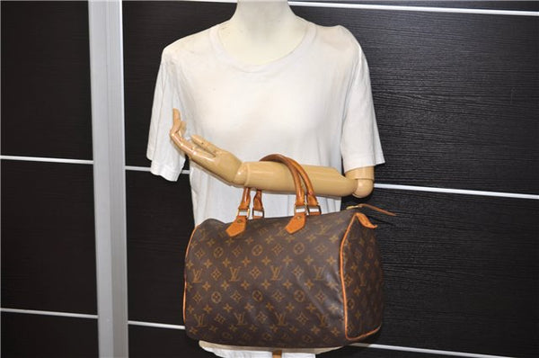 Authentic Louis Vuitton Monogram Speedy 30 Hand Boston Bag M41526 LV 8657E