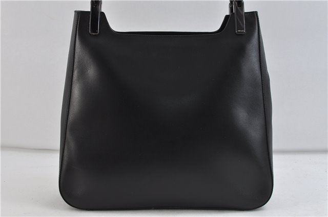 Auth PRADA Vitello Corno Leather Plastic Shoulder Tote Bag B8758 Black 8658C