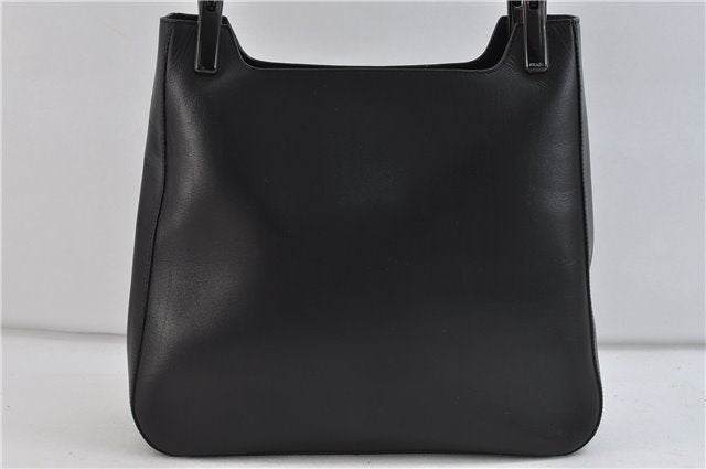 Auth PRADA Vitello Corno Leather Plastic Shoulder Tote Bag B8758 Black 8658C