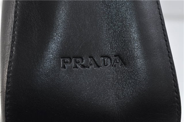 Auth PRADA Vitello Corno Leather Plastic Shoulder Tote Bag B8758 Black 8658C