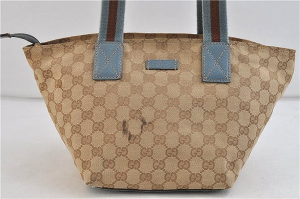 Auth GUCCI Sherry Line Shoulder Hand Bag GG Canvas Leather 131228 Beige 8660C