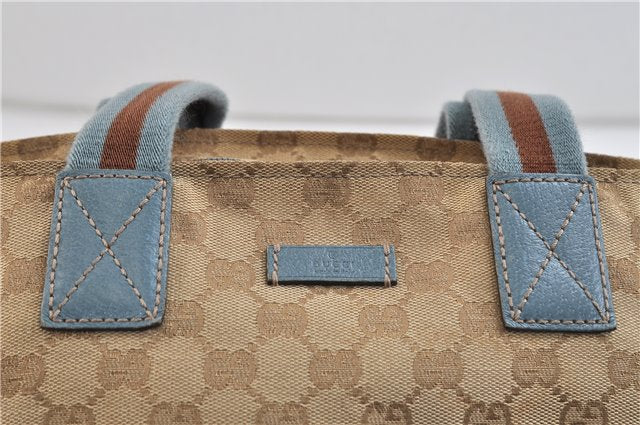 Auth GUCCI Sherry Line Shoulder Hand Bag GG Canvas Leather 131228 Beige 8660C