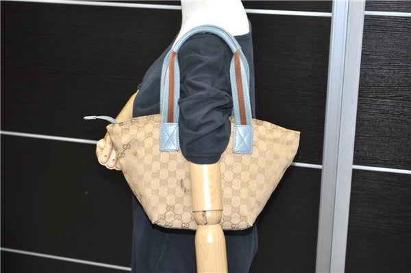 Auth GUCCI Sherry Line Shoulder Hand Bag GG Canvas Leather 131228 Beige 8660C