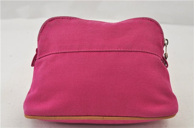 Authentic HERMES Bolide PM Pouch Purse Canvas Leather Pink 8660D