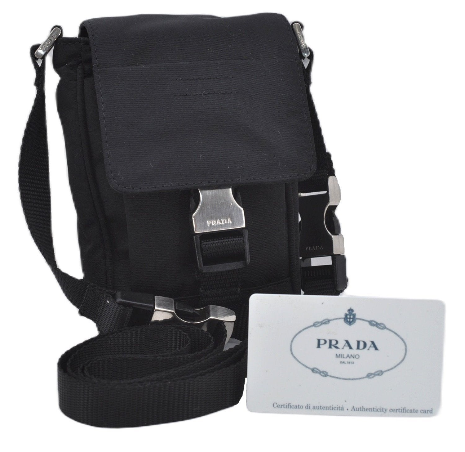 Auth PRADA Nylon Tessuto Sports 3Way Shoulder Cross Waist Bag MV583 Black 8661E