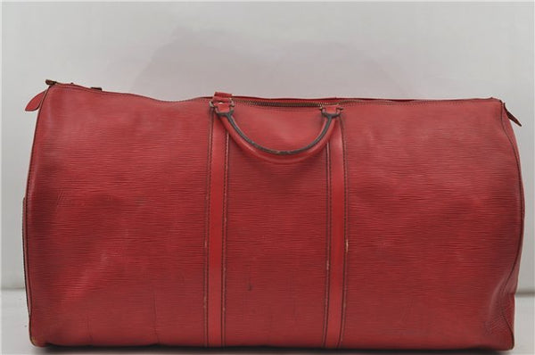 Authentic Louis Vuitton Epi Keepall 60 Boston Travel Bag Red M42947 LV 8662D