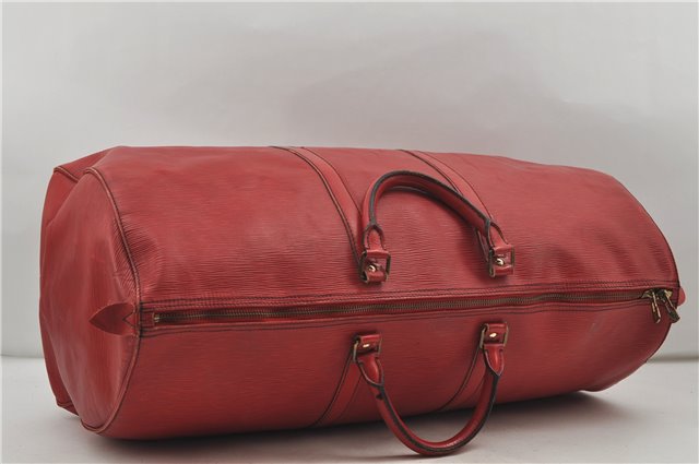 Authentic Louis Vuitton Epi Keepall 60 Boston Travel Bag Red M42947 LV 8662D