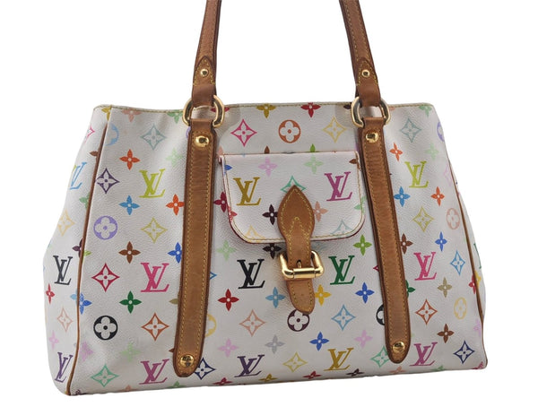 Louis Vuitton Multicolor Aurelia MM White Shoulder Tote Bag M40094 LV Junk 8663D