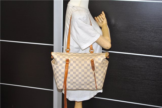 Auth Louis Vuitton Damier Azur Totally PM Tote Bag White N41280 LV Junk 8666D