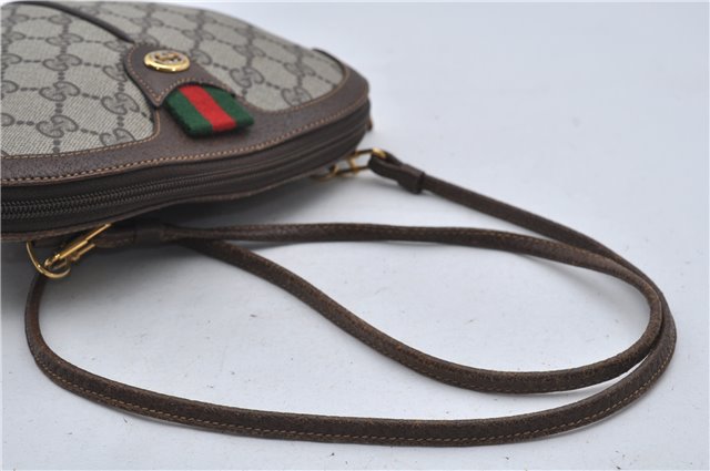 Authentic GUCCI Web Sherry Line Shoulder Cross Bag GG PVC Leather Brown 8669D