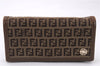 Authentic FENDI Zucchino Long Wallet Purse Canvas Leather Brown Box 8670E