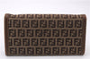 Authentic FENDI Zucchino Long Wallet Purse Canvas Leather Brown Box 8670E