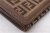 Authentic FENDI Zucchino Long Wallet Purse Canvas Leather Brown Box 8670E