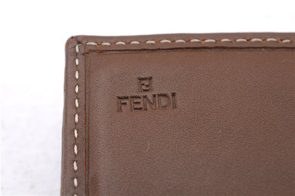 Authentic FENDI Zucchino Long Wallet Purse Canvas Leather Brown Box 8670E