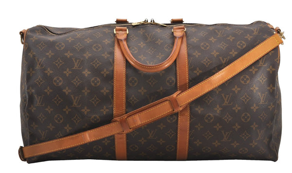 Authentic Louis Vuitton Monogram Keepall Bandouliere 55 M41414 Boston Bag 8670F