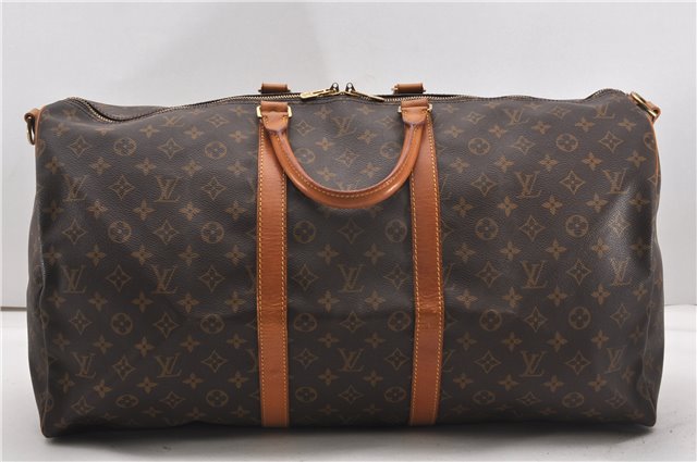 Authentic Louis Vuitton Monogram Keepall Bandouliere 55 M41414 Boston Bag 8670F