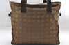 Auth CHANEL New Travel Line Shoulder Tote Bag Nylon Leather Khaki Brown 8671D