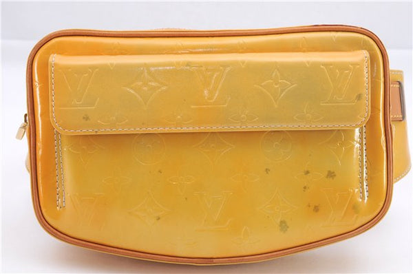 Authentic Louis Vuitton Vernis Fulton Bum Body Waist Bag Yellow M91041 LV 8672D
