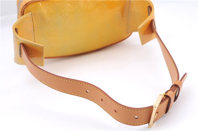 Authentic Louis Vuitton Vernis Fulton Bum Body Waist Bag Yellow M91041 LV 8672D