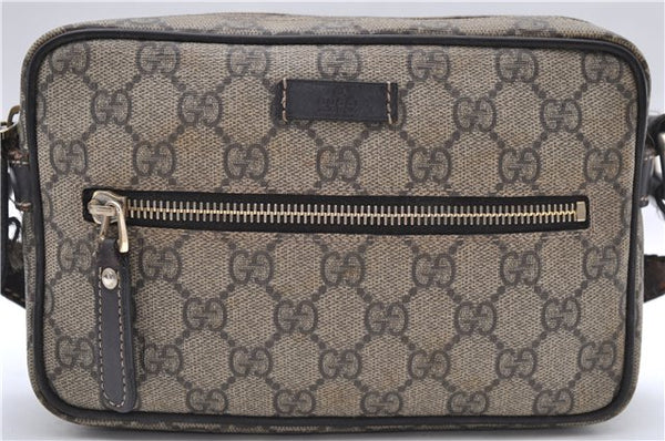 Authentic GUCCI Shoulder Cross Body Bag GG PVC Leather 201447 Brown Junk 8673D