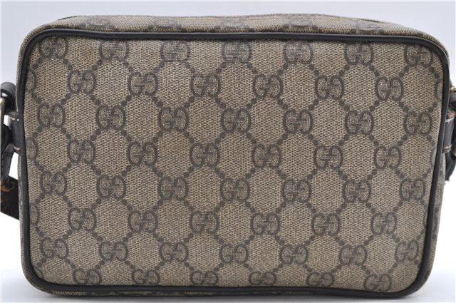 Authentic GUCCI Shoulder Cross Body Bag GG PVC Leather 201447 Brown Junk 8673D