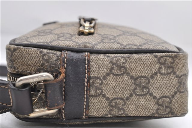 Authentic GUCCI Shoulder Cross Body Bag GG PVC Leather 201447 Brown Junk 8673D