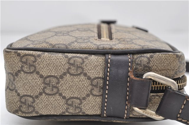 Authentic GUCCI Shoulder Cross Body Bag GG PVC Leather 201447 Brown Junk 8673D