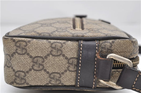 Authentic GUCCI Shoulder Cross Body Bag GG PVC Leather 201447 Brown Junk 8673D