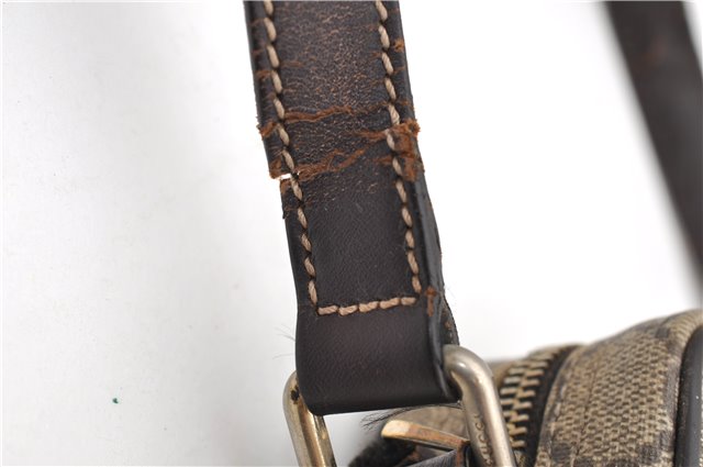 Authentic GUCCI Shoulder Cross Body Bag GG PVC Leather 201447 Brown Junk 8673D
