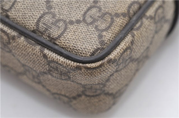 Authentic GUCCI Shoulder Cross Body Bag GG PVC Leather 201447 Brown Junk 8673D