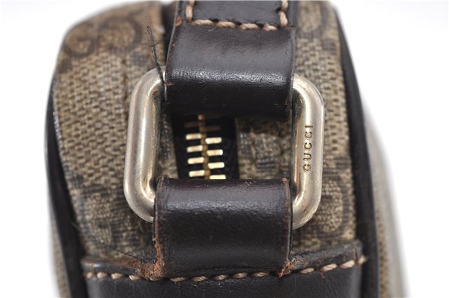 Authentic GUCCI Shoulder Cross Body Bag GG PVC Leather 201447 Brown Junk 8673D
