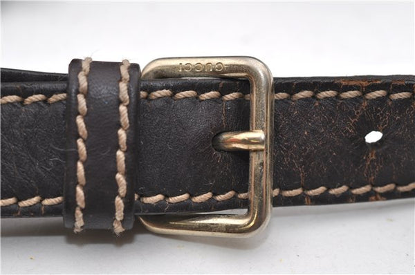 Authentic GUCCI Shoulder Cross Body Bag GG PVC Leather 201447 Brown Junk 8673D