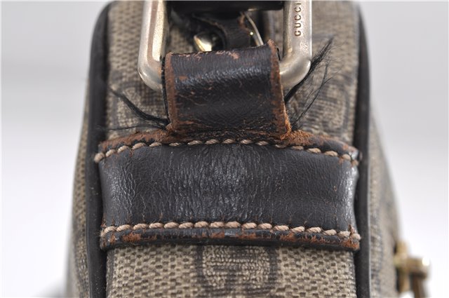 Authentic GUCCI Shoulder Cross Body Bag GG PVC Leather 201447 Brown Junk 8673D