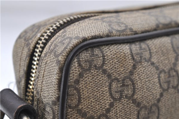 Authentic GUCCI Shoulder Cross Body Bag GG PVC Leather 201447 Brown Junk 8673D