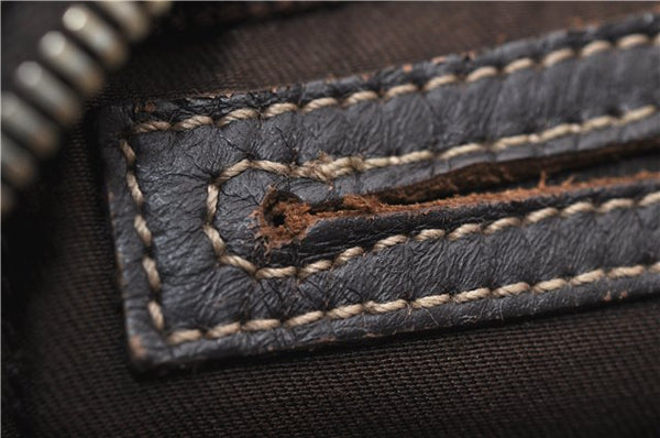 Authentic GUCCI Shoulder Cross Body Bag GG PVC Leather 201447 Brown Junk 8673D