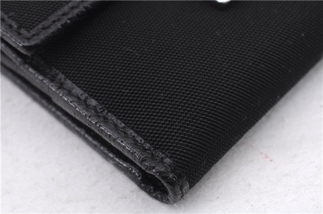 Authentic GUCCI Sherry Line Bifold Wallet Purse Nylon Leather 146195 Black 8673E