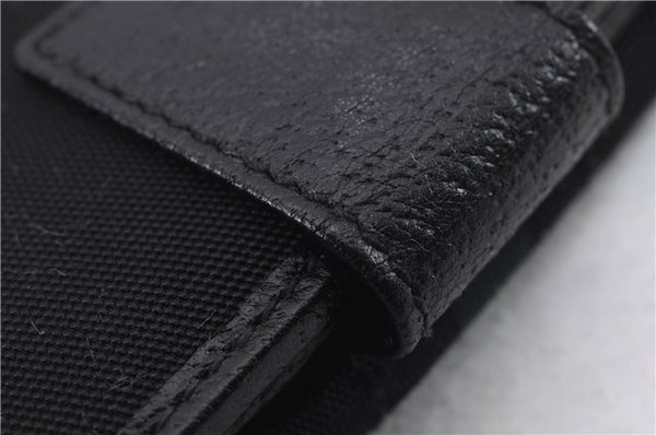 Authentic GUCCI Sherry Line Bifold Wallet Purse Nylon Leather 146195 Black 8673E