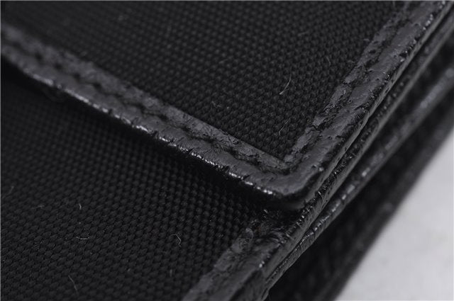 Authentic GUCCI Sherry Line Bifold Wallet Purse Nylon Leather 146195 Black 8673E