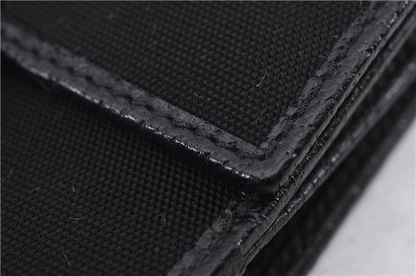 Authentic GUCCI Sherry Line Bifold Wallet Purse Nylon Leather 146195 Black 8673E