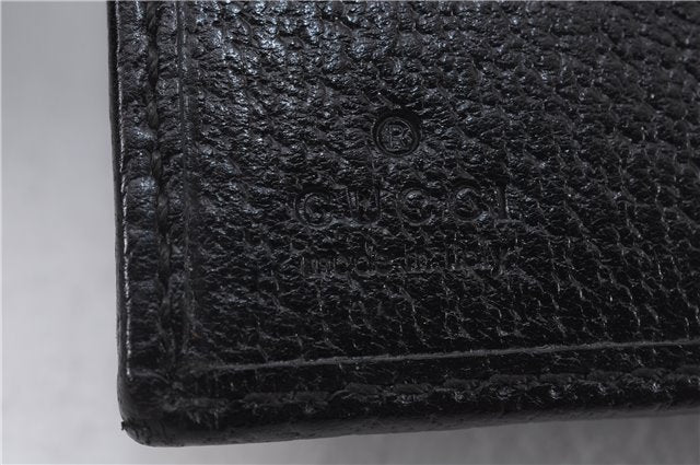 Authentic GUCCI Sherry Line Bifold Wallet Purse Nylon Leather 146195 Black 8673E