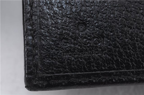 Authentic GUCCI Sherry Line Bifold Wallet Purse Nylon Leather 146195 Black 8673E