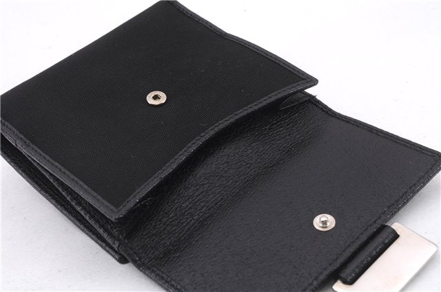 Authentic GUCCI Sherry Line Bifold Wallet Purse Nylon Leather 146195 Black 8673E