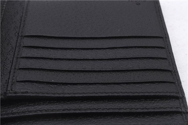 Authentic GUCCI Sherry Line Bifold Wallet Purse Nylon Leather 146195 Black 8673E
