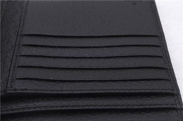 Authentic GUCCI Sherry Line Bifold Wallet Purse Nylon Leather 146195 Black 8673E