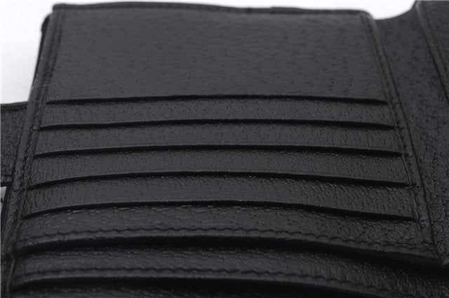 Authentic GUCCI Sherry Line Bifold Wallet Purse Nylon Leather 146195 Black 8673E