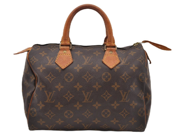 Authentic Louis Vuitton Monogram Speedy 25 Boston Hand Bag M41528 LV 8679F