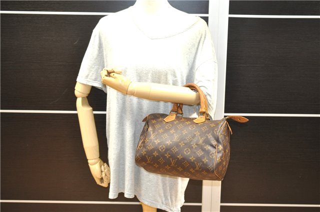 Authentic Louis Vuitton Monogram Speedy 25 Boston Hand Bag M41528 LV 8679F