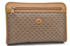 Authentic GUCCI Micro GG PVC Leather Clutch Hand Bag Purse Brown 8681C