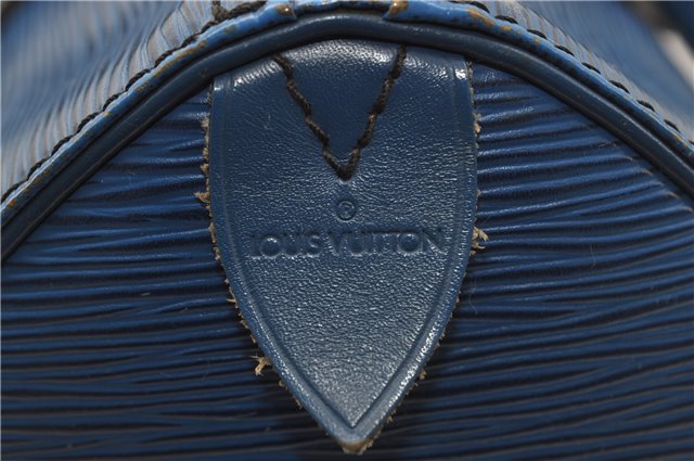 Authentic Louis Vuitton Epi Speedy 25 Hand Boston Bag Blue M43015 LV 8686D